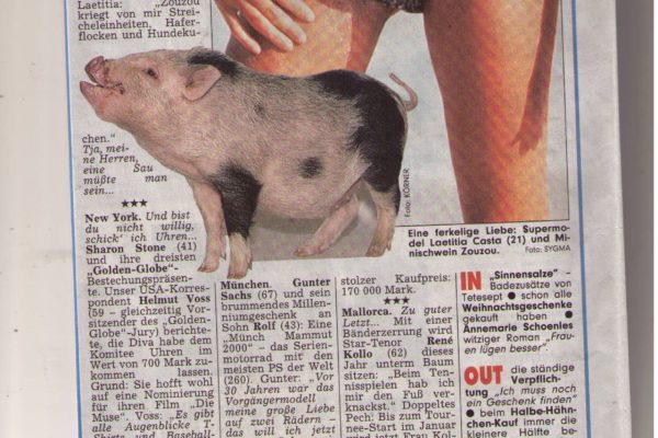 99 12 23 Bildzeitung Laetitia und ihr Schweinchen wer möchte da nicht Sau sein 02